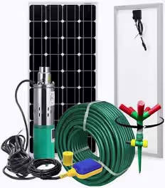 Our Products 2 kit with solar panel, water pump, pipe, sprinkler and pump controller.
